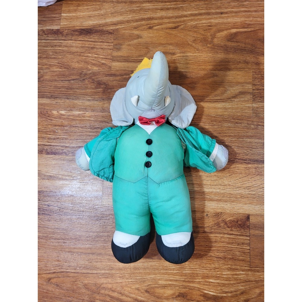 Vintage Babar The Elephant Stuffed Plush  Parachute Style Nylon 21" 1991‎ 90s